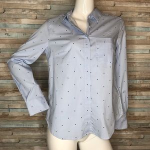 NWT Hm blue flower button down 10